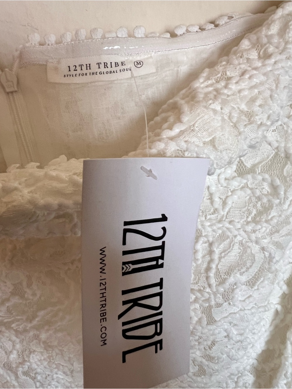 12th Tribe white Lace Off-Shoulder Mini Dress - Picture 7 of 10